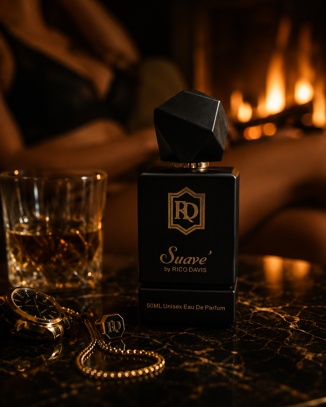 Suavé by Rico Davis bottle by firelight